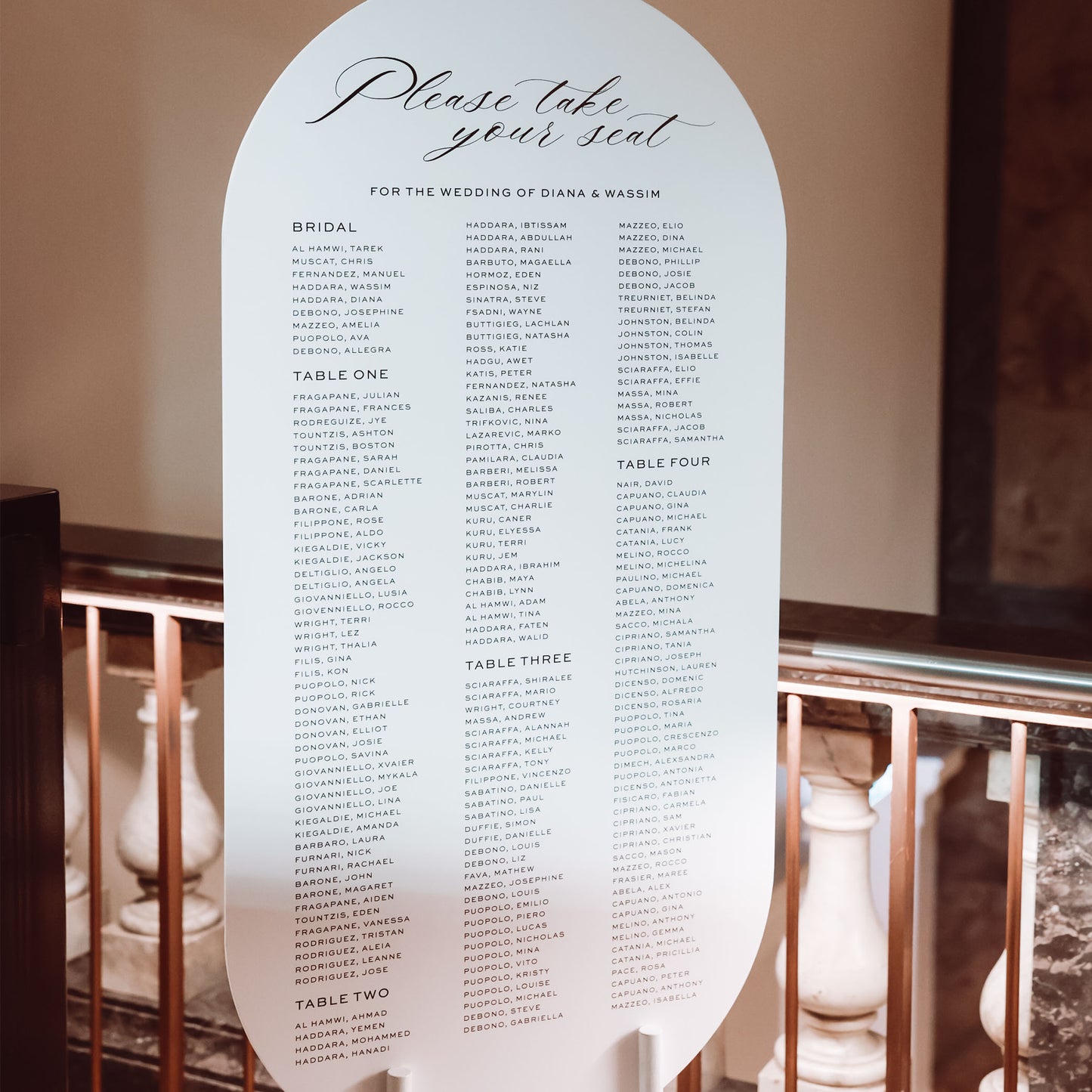 Diana and Wassim Seating Chart