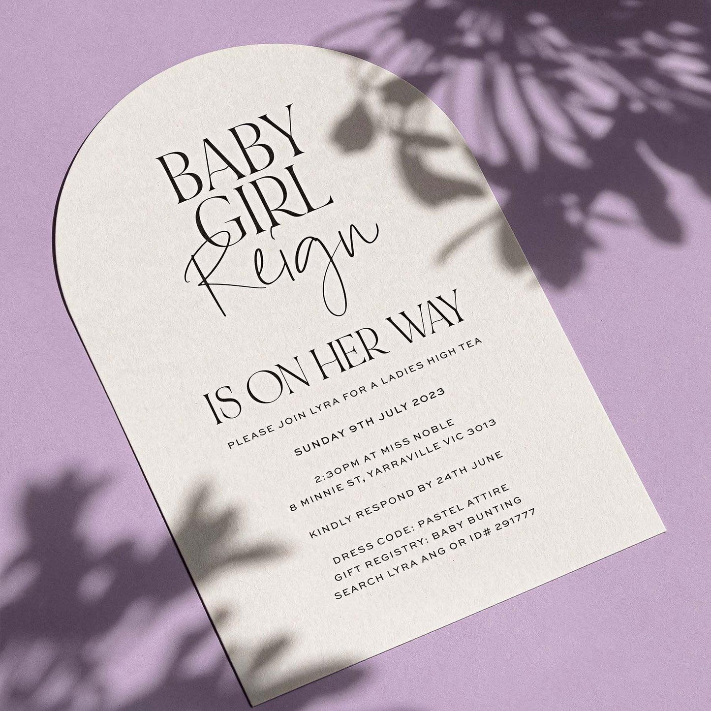 Reign's Baby Shower Invitation